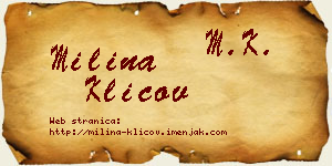 Milina Klicov vizit kartica